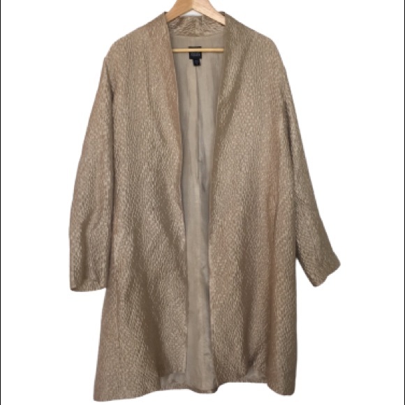 Eileen Fisher Jackets & Blazers - Eileen Fisher Gold Silk Quilted Over Coat Cardigan